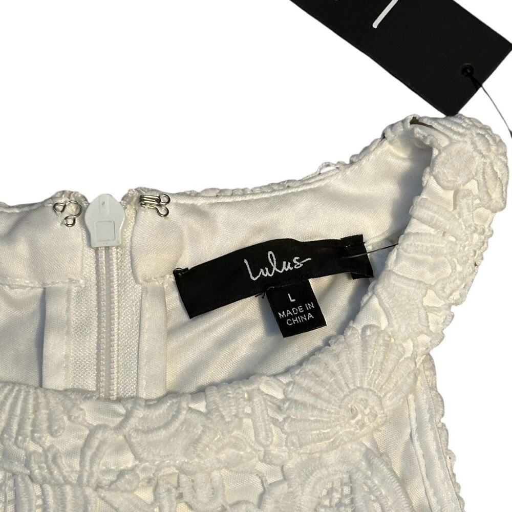 Lulus NWT Womens L white lace covered halter dress - Picture 3 of 6